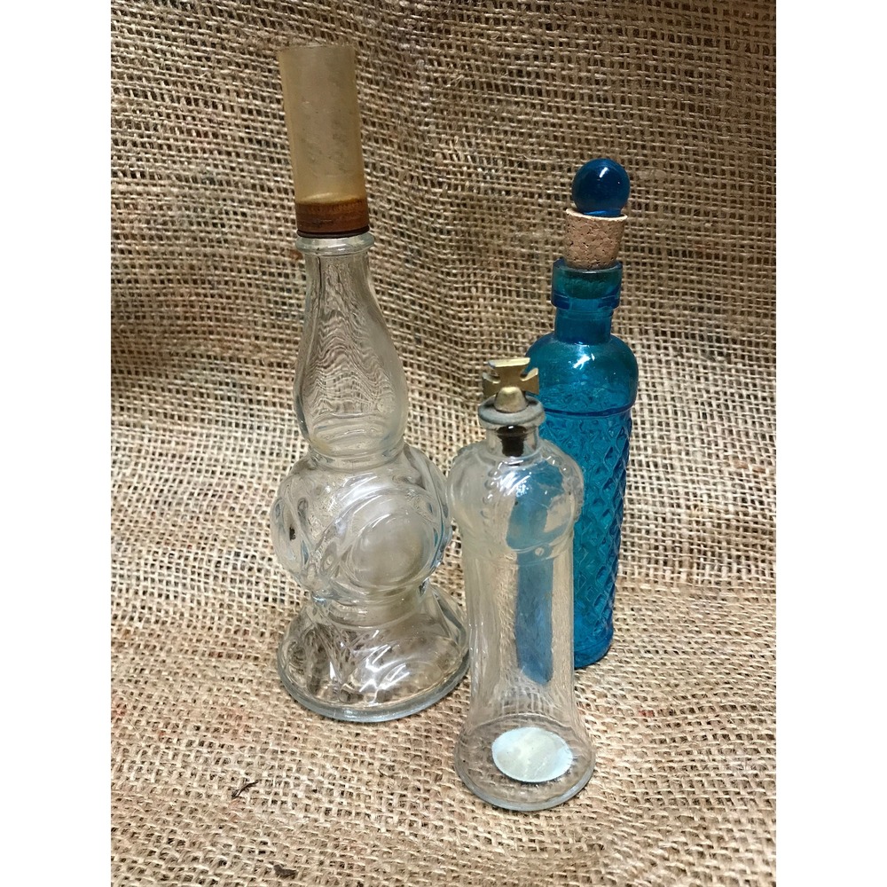 Vintage Glass Perfume Bottles‎ - Set of Three - Wedding Display